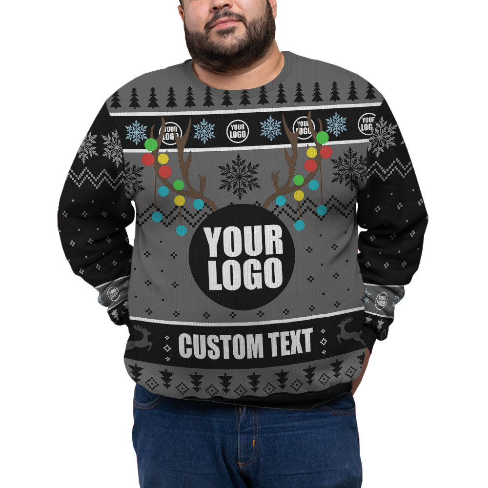 Custom Logo And Name For Team Plus Size Xmas Sweater