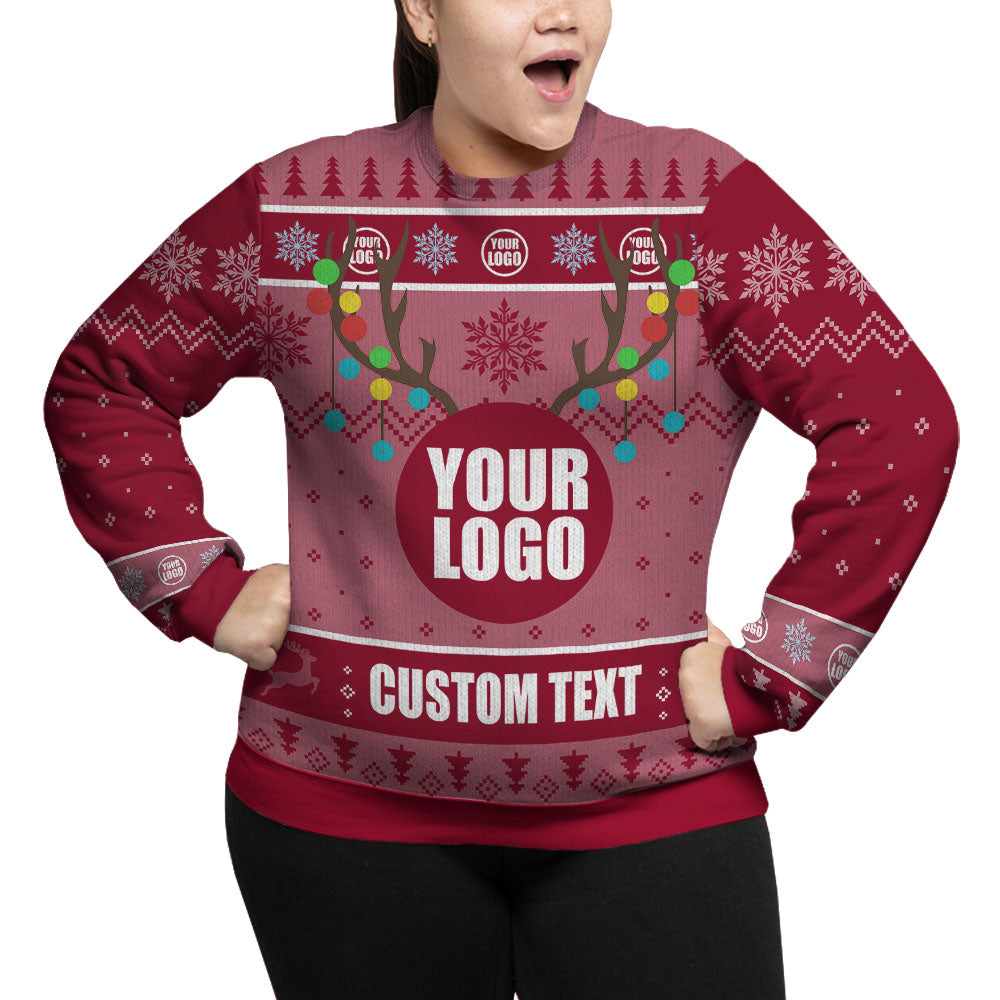 Custom Logo And Name For Team Plus Size Xmas Sweater
