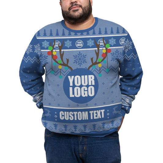 Custom Logo And Name For Team Plus Size Xmas Sweater