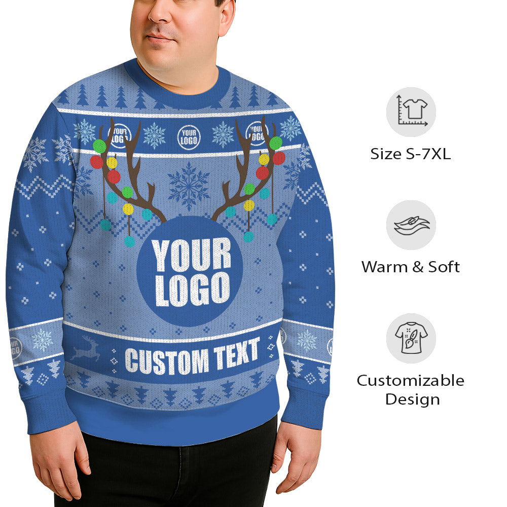 Custom Logo And Name For Team Plus Size Xmas Sweater