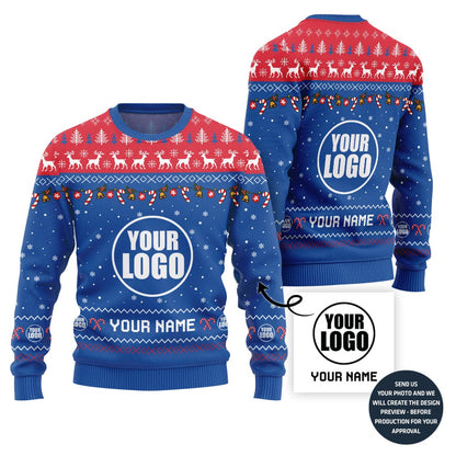 Custom Logo And Name For Teams Ugly Christmas Sweater