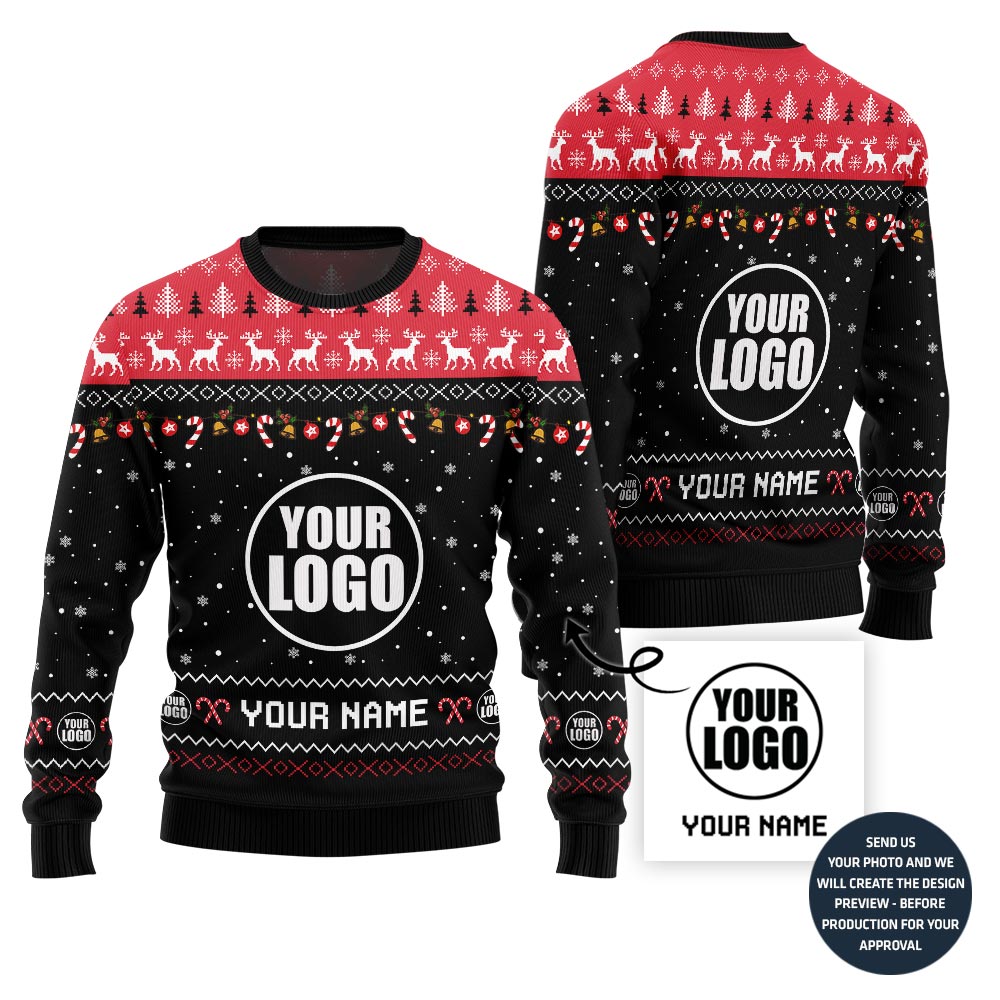 Custom Logo And Name For Teams Ugly Christmas Sweater