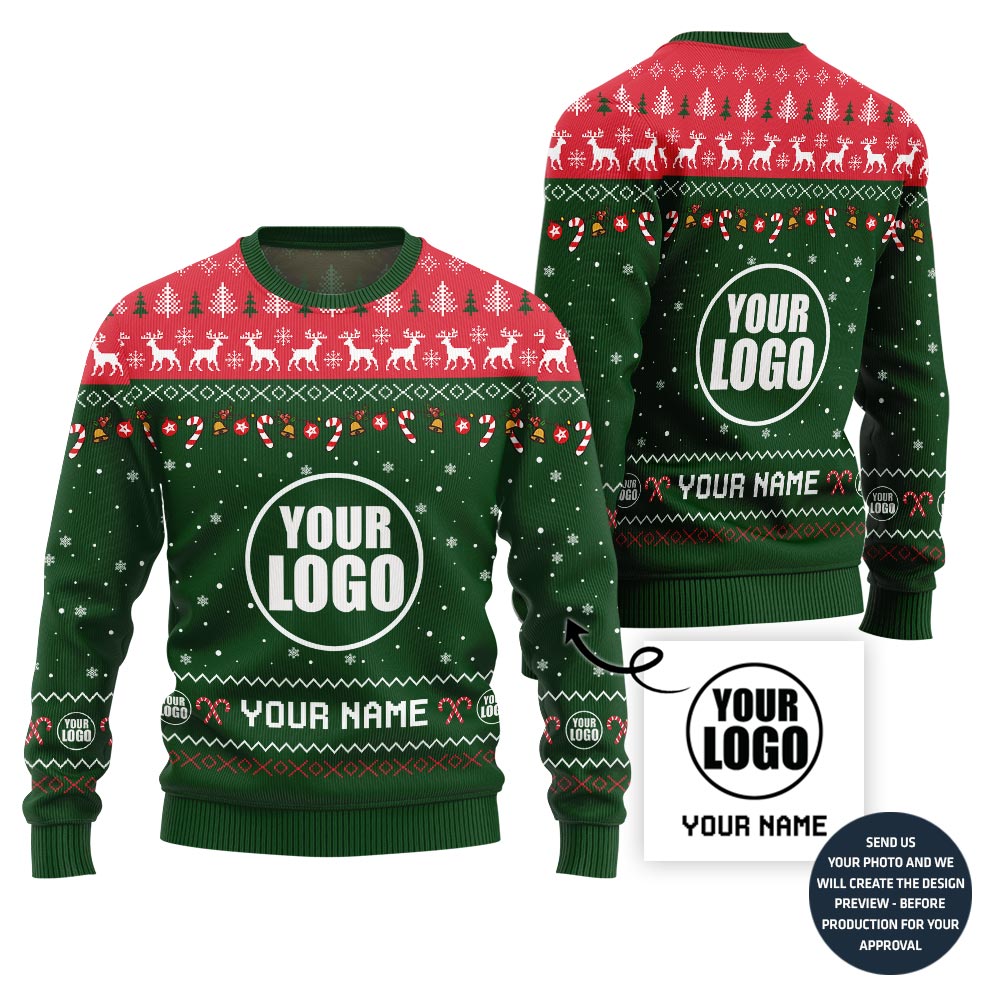 Custom Logo And Name For Teams Ugly Christmas Sweater