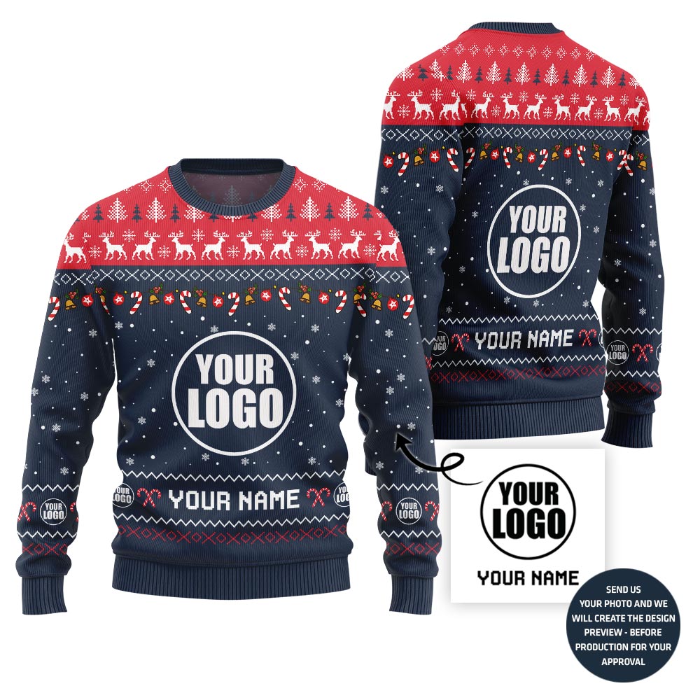 Custom Logo And Name For Teams Ugly Christmas Sweater