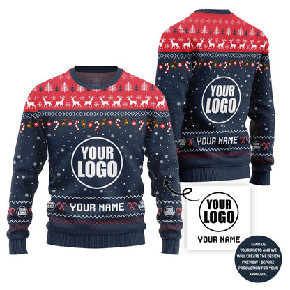 Custom Logo And Name For Teams Ugly Christmas Sweater