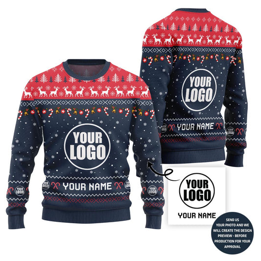 Custom Logo And Name For Teams Ugly Christmas Sweater