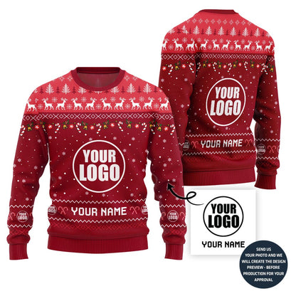 Custom Logo And Name For Teams Ugly Christmas Sweater