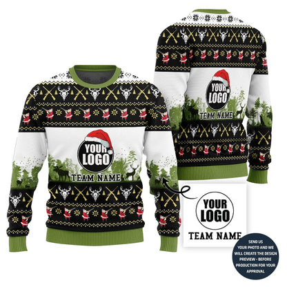 Custom Logo And Name Hunting Team Ugly Christmas Sweater