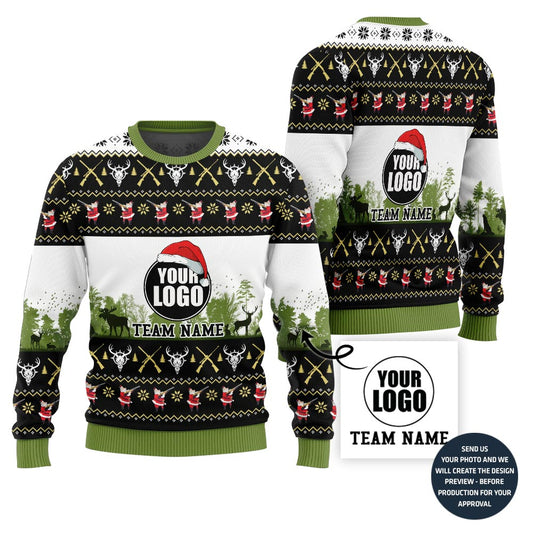 Custom Logo And Name Hunting Team Ugly Christmas Sweater