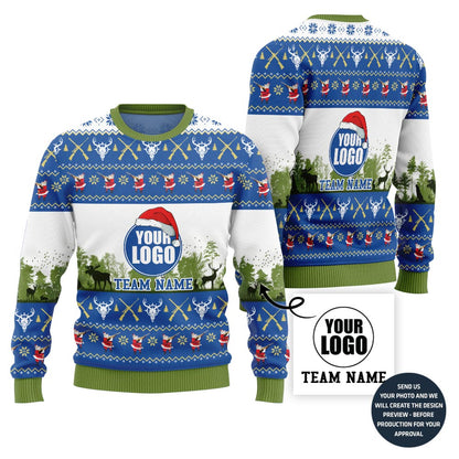Custom Logo And Name Hunting Team Ugly Christmas Sweater