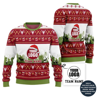 Custom Logo And Name Hunting Team Ugly Christmas Sweater