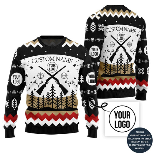 Custom Logo And Name Hunting Ugly Christmas Sweater