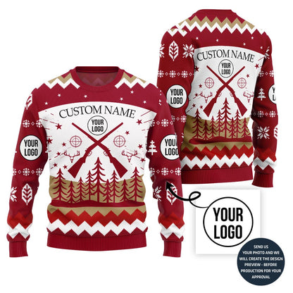 Custom Logo And Name Hunting Ugly Christmas Sweater