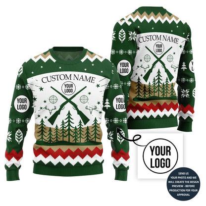 Custom Logo And Name Hunting Ugly Christmas Sweater