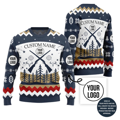 Custom Logo And Name Hunting Ugly Christmas Sweater