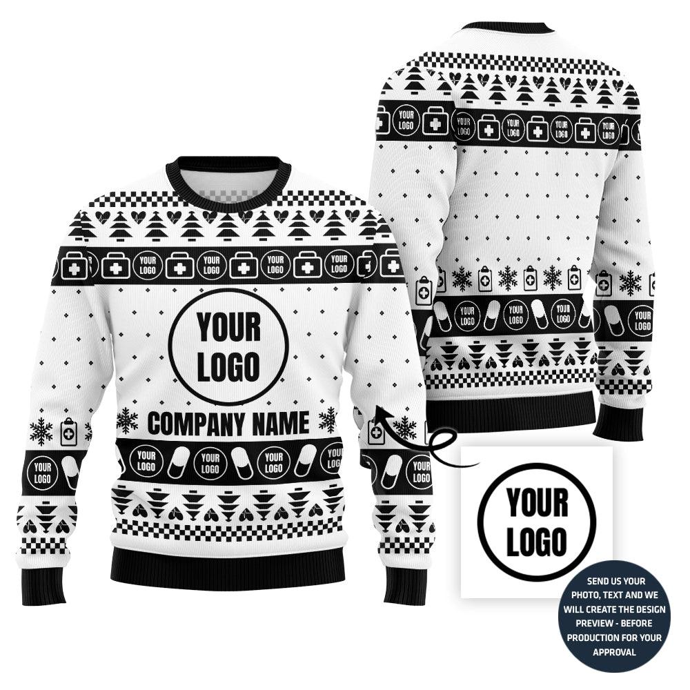 Custom Logo And Name Medical Ugly Christmas Sweater