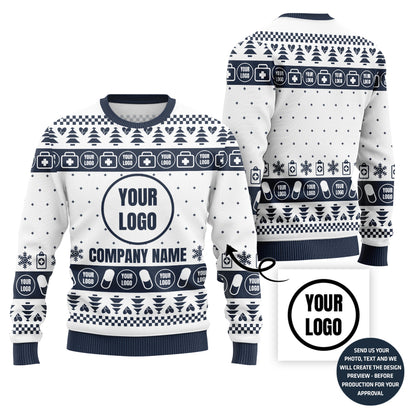 Custom Logo And Name Medical Ugly Christmas Sweater