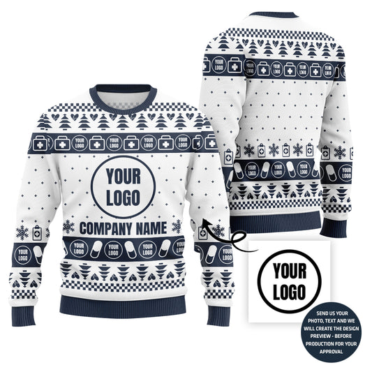 Custom Logo And Name Medical Ugly Christmas Sweater