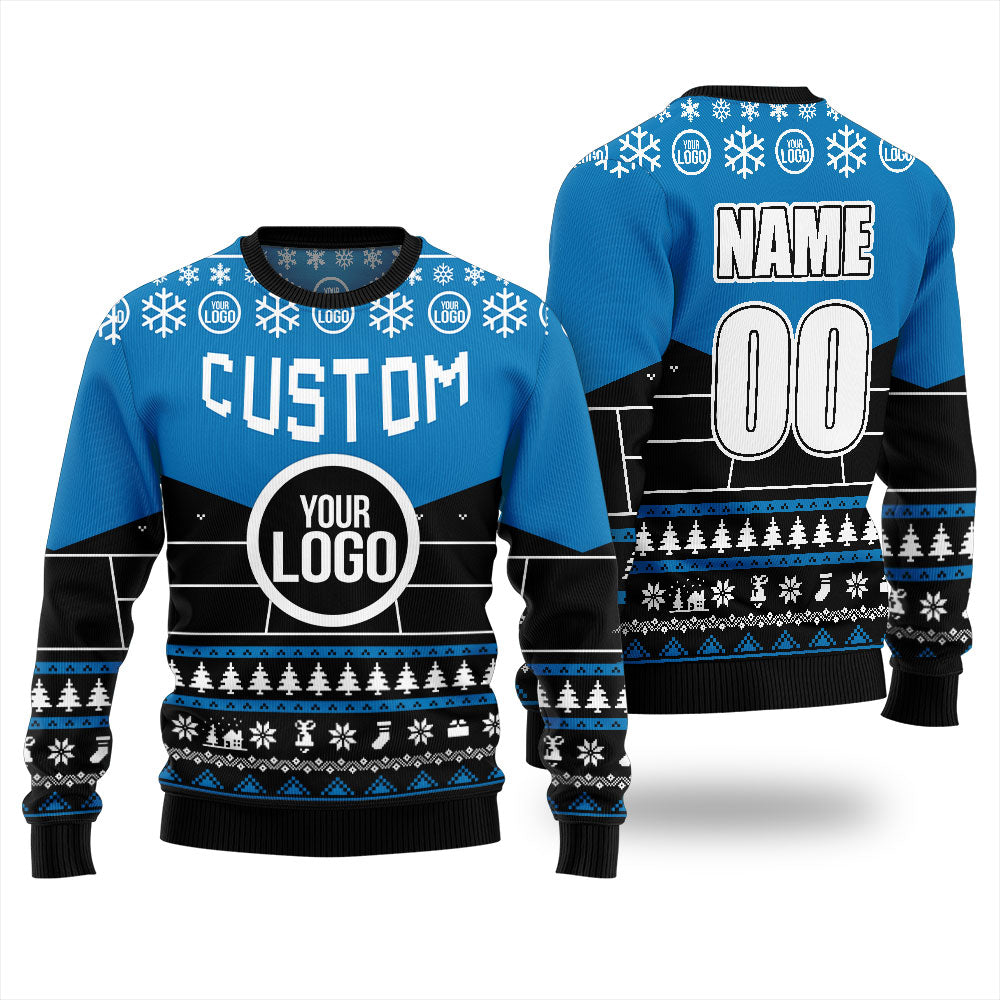 Custom Logo And Name Pickleball Christmas Ugly Sweater