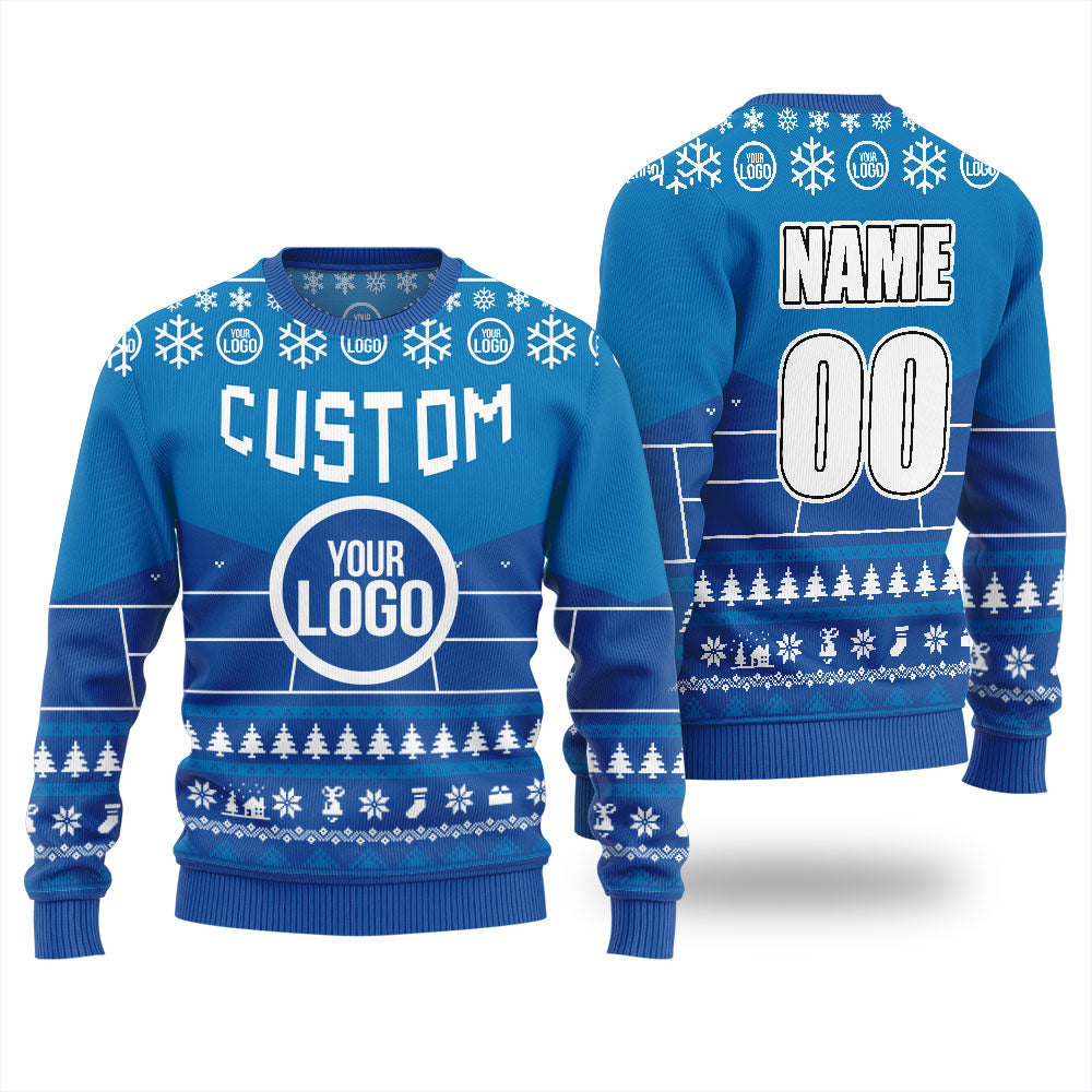 Custom Logo And Name Pickleball Christmas Ugly Sweater