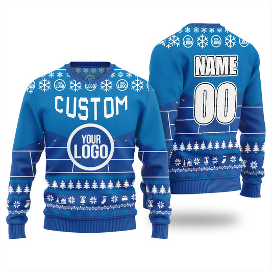 Custom Logo And Name Pickleball Christmas Ugly Sweater