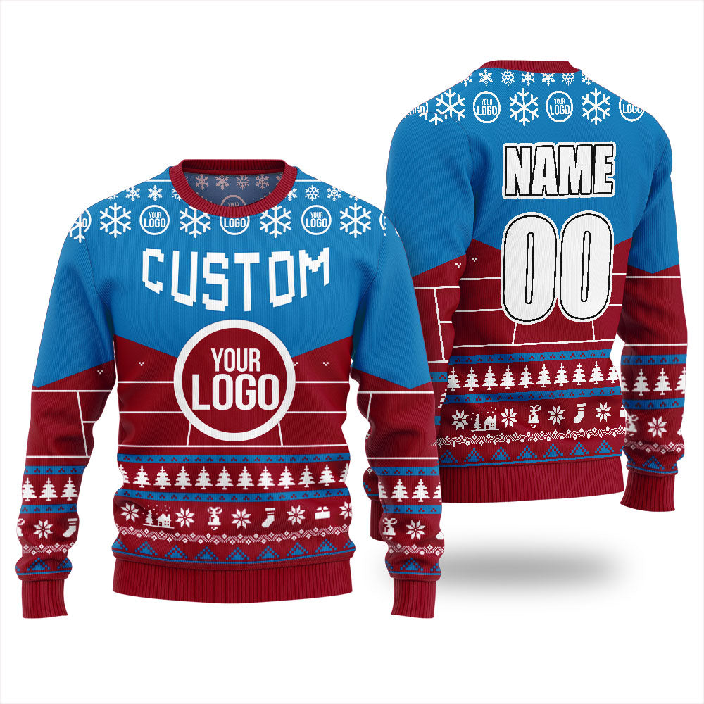 Custom Logo And Name Pickleball Christmas Ugly Sweater