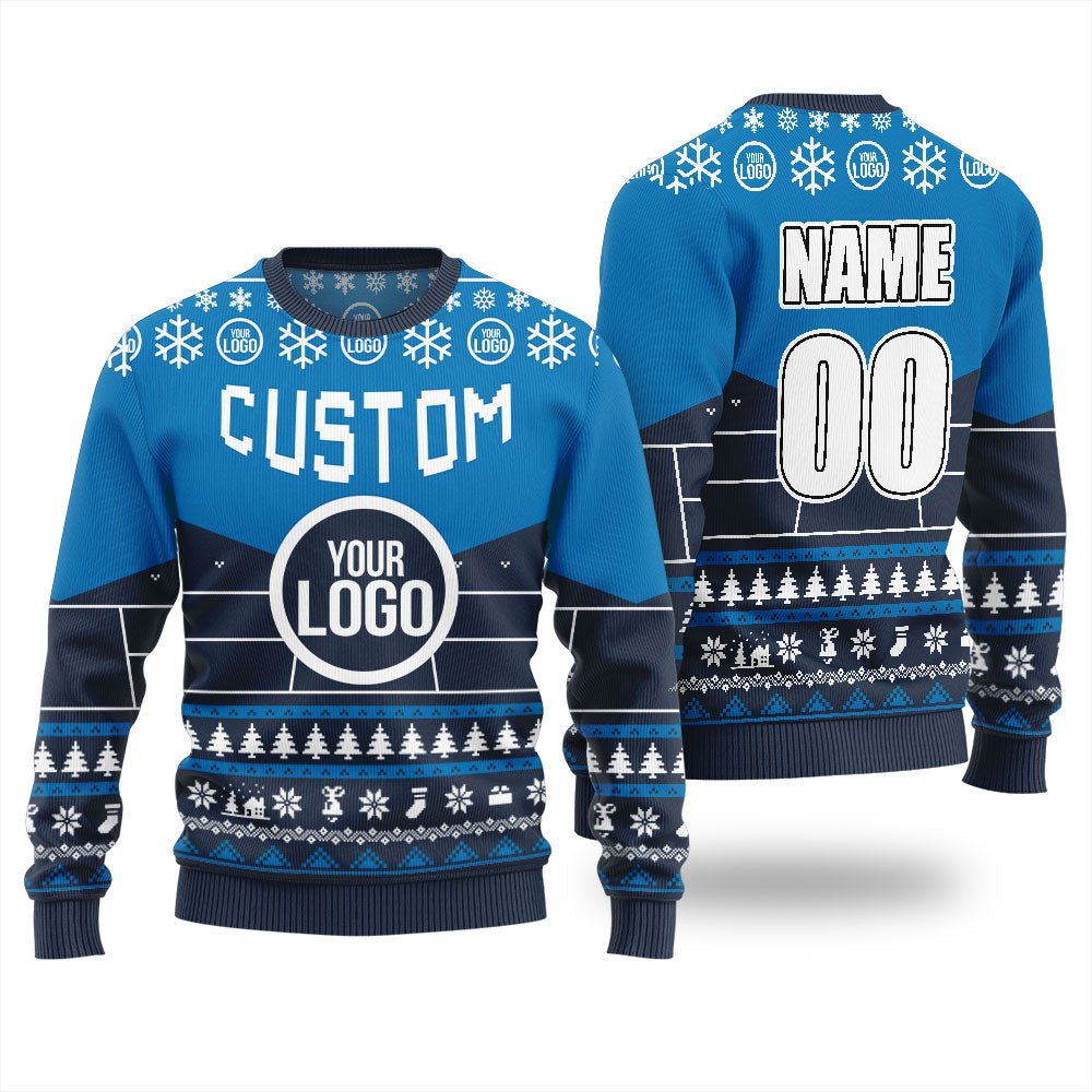 Custom Logo And Name Pickleball Christmas Ugly Sweater
