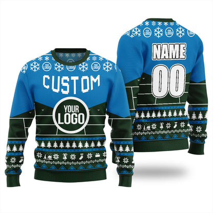 Custom Logo And Name Pickleball Christmas Ugly Sweater