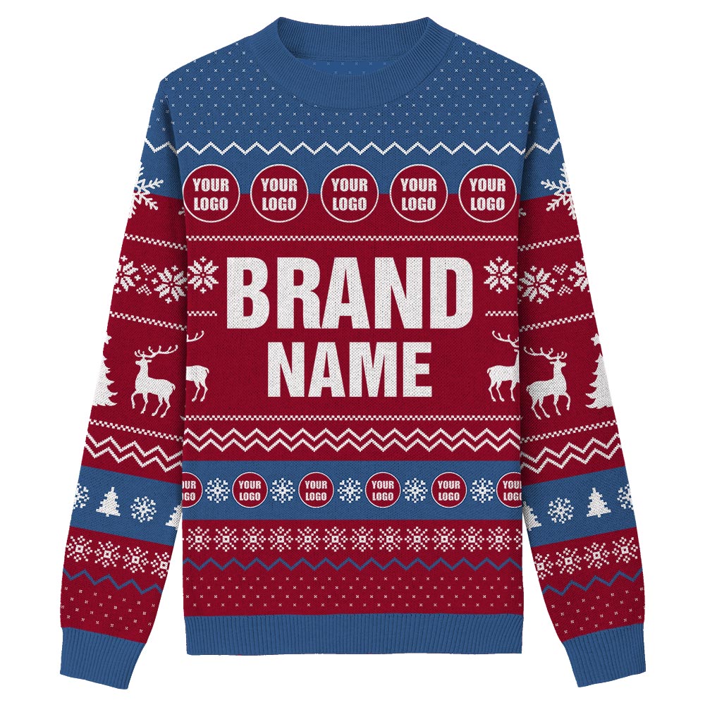 Custom Logo And Name Ugly Christmas Knit Sweater For Brand Red