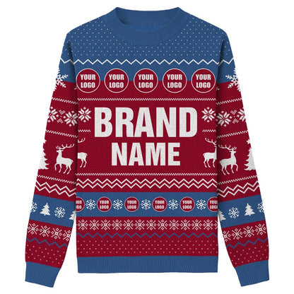 Custom Logo And Name Ugly Christmas Knit Sweater For Brand Red