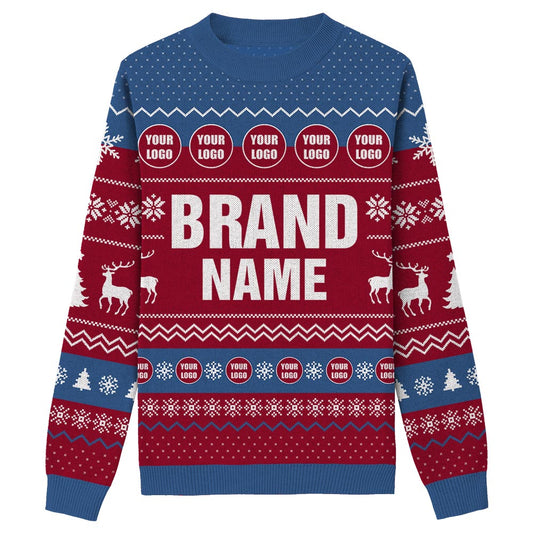 Custom Logo And Name Ugly Christmas Knit Sweater For Brand Red