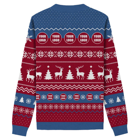 Custom Logo And Name Ugly Christmas Knit Sweater For Brand Red