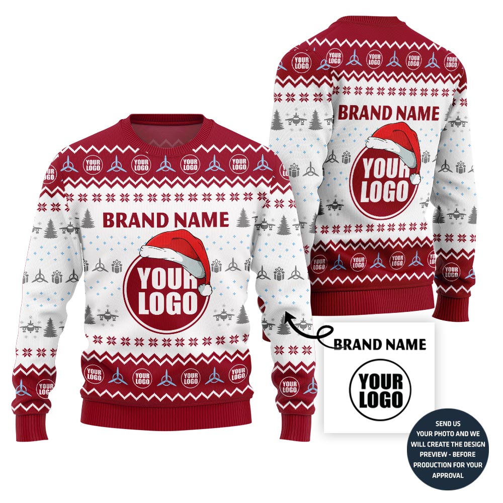 Custom Logo And Name Ugly Christmas Sweater For Branding