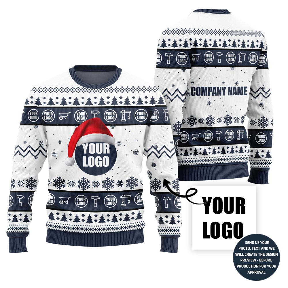 Custom Logo And Name Xmas Sweater For Construction Company