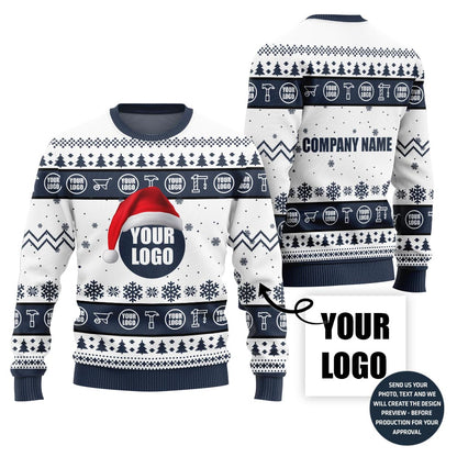 Custom Logo And Name Xmas Sweater For Construction Company