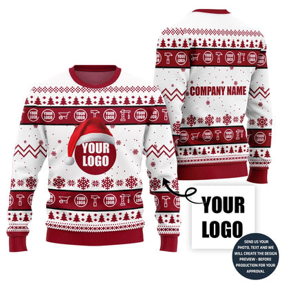 Custom Logo And Name Xmas Sweater For Construction Company