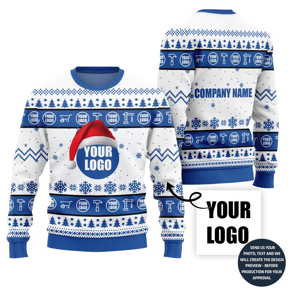 Custom Logo And Name Xmas Sweater For Construction Company