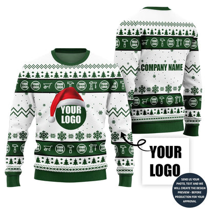 Custom Logo And Name Xmas Sweater For Construction Company