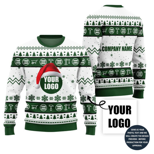 Custom Logo And Name Xmas Sweater For Construction Company