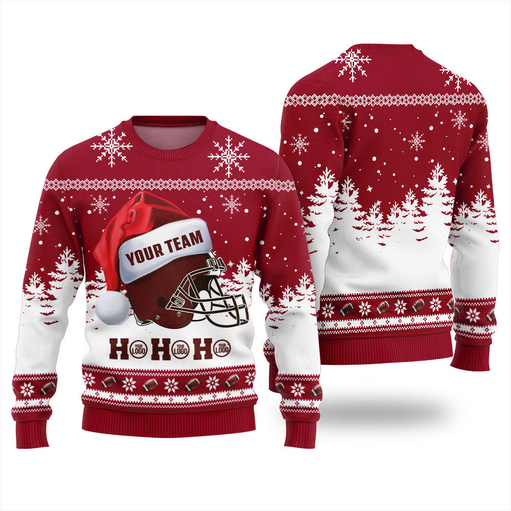 Custom Logo And Team Name Football Christmas Sweater