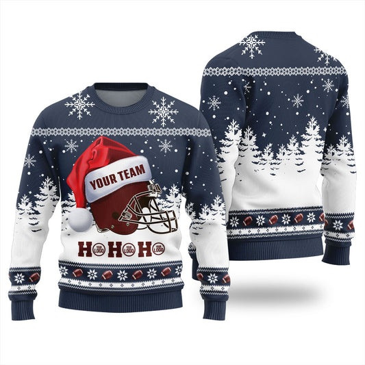 Custom Logo And Team Name Football Christmas Sweater