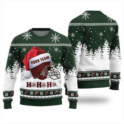 Custom Logo And Team Name Football Christmas Sweater