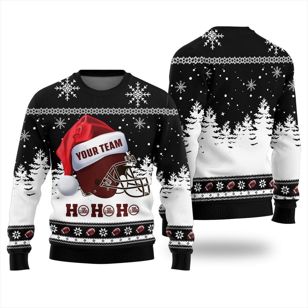 Custom Logo And Team Name Football Christmas Sweater
