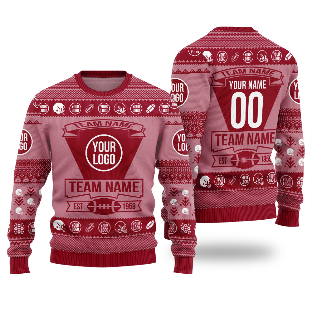 Custom Logo And Team Name For Football Club Xmas Sweater