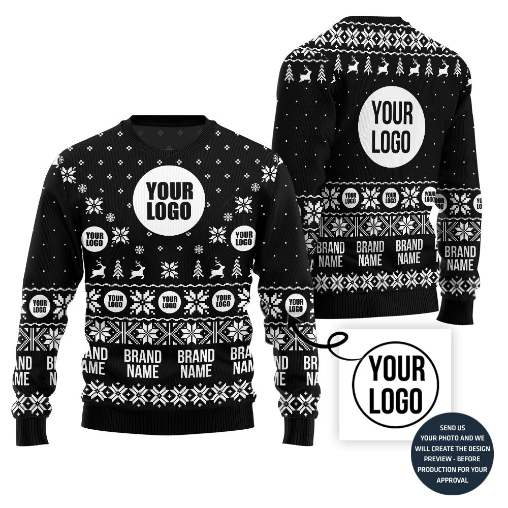 Custom Logo And Team Name Funny Ugly Christmas Sweater