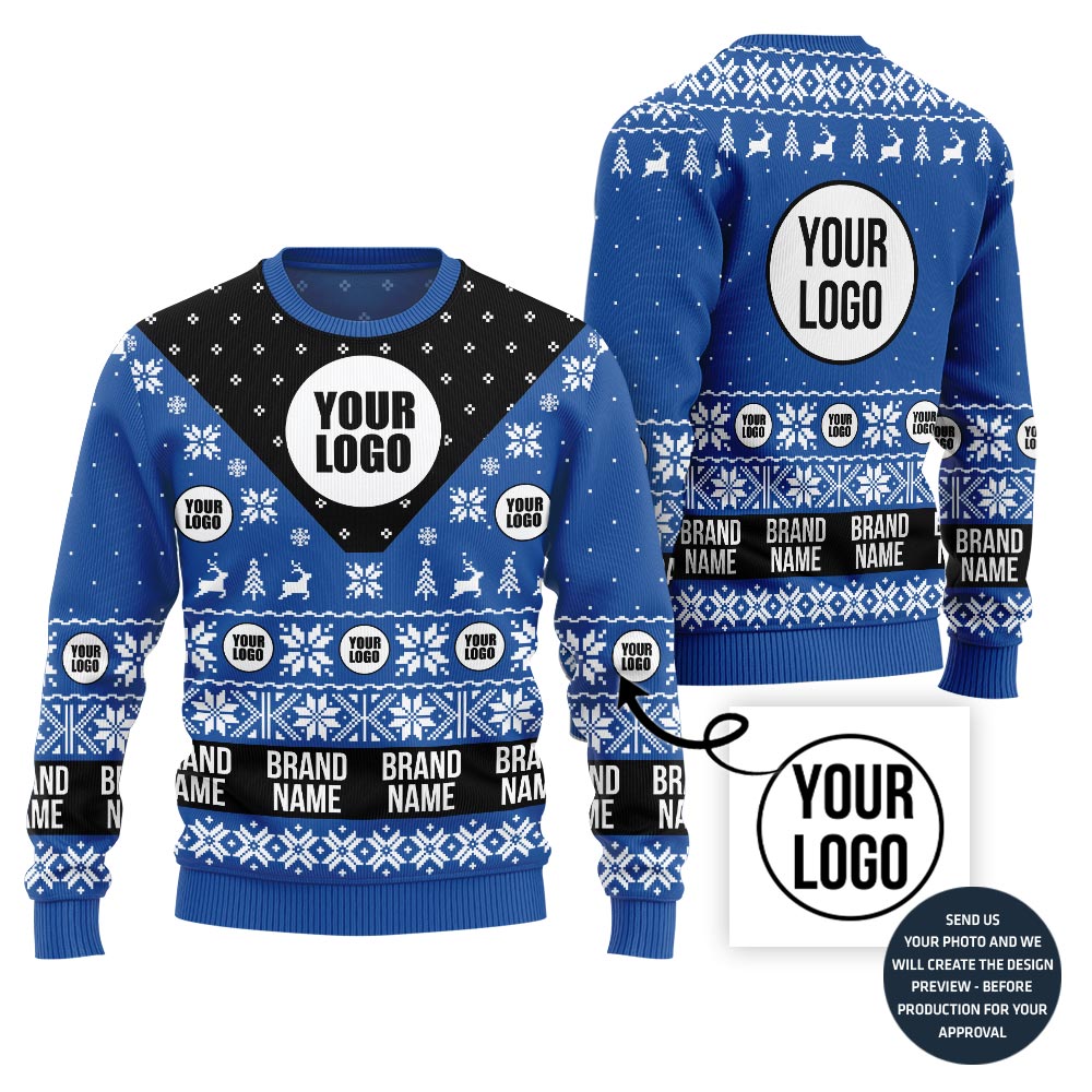 Custom Logo And Team Name Funny Ugly Christmas Sweater
