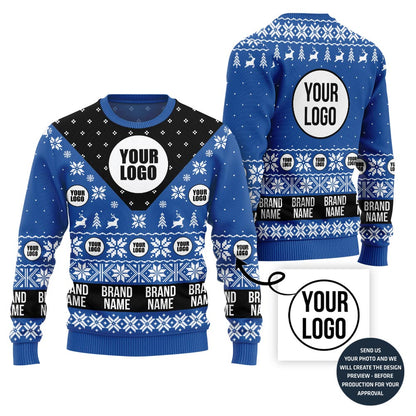 Custom Logo And Team Name Funny Ugly Christmas Sweater