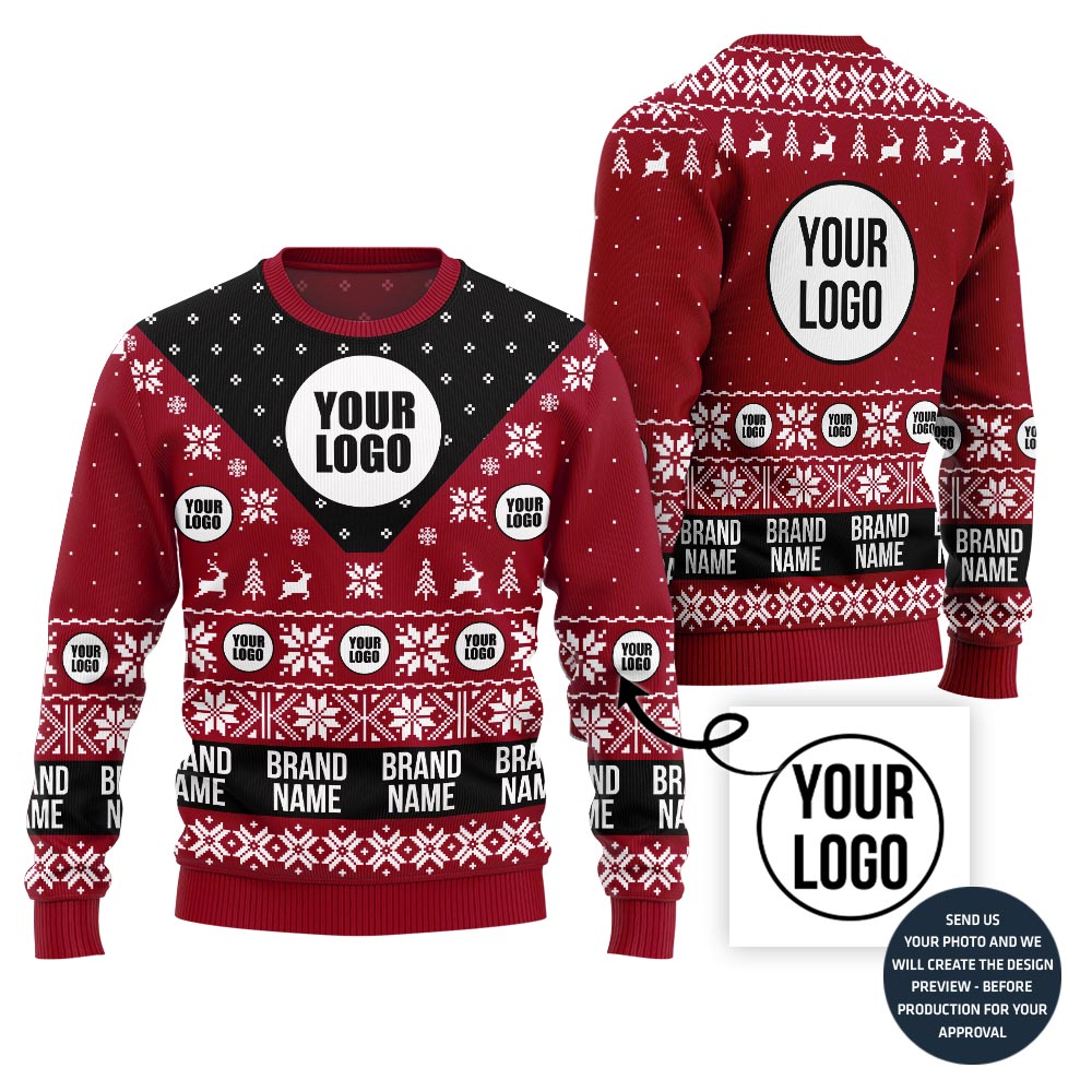 Custom Logo And Team Name Funny Ugly Christmas Sweater