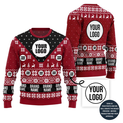 Custom Logo And Team Name Funny Ugly Christmas Sweater