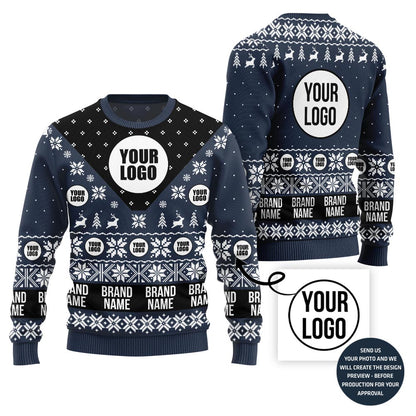 Custom Logo And Team Name Funny Ugly Christmas Sweater